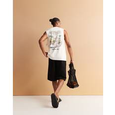 Oversize Linnen River Island Naturvitt Linne Med Tryck Baktill - Vit