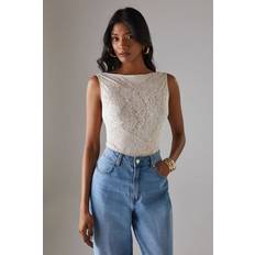 Gold Shapewear & Under Garments Warehouse Womens Lace Panelled Sleeveless Bodysuit - White