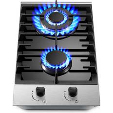 Cooktops Damerin 12-in 2 Burners Stainless Steel Gas Cooktop DBA03