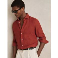 Linen Shirts - Red Reiss Ruban Linen Shirt - Paprika Red