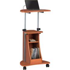 Adjustable Height Laptop Cart With Storage Woodgrain