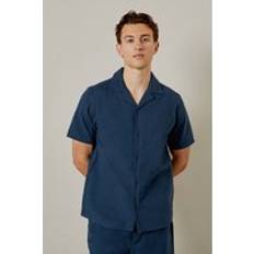 Burton Skjortor Burton Mens Textured Revere Short Sleeve Shirt - Navy Marl