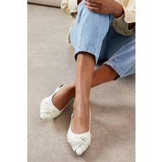 White Heels & Pumps on sale Wallis Laurie Faux Leather Soft Twist Low Heel Pointed Slingback Shoes - White