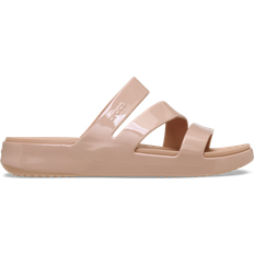 Crocs Pink Slides Crocs Getaway Patent Strappy - Pink Caramel