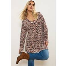 Orange - Women Tops Yours Floral Print Plisse Tunic Top - Orange