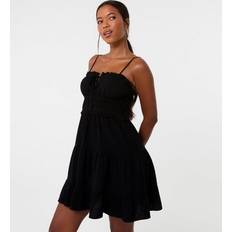 Black Ruched Cami Mini Dress - Black