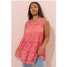 Yours Floral Pointelle Vest Top - Red