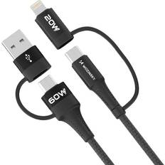 Wozinsky WNBAA Cable 4en1 2x USB-C 1x USB-A 1x Lightning 60W 1 m