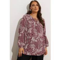 Brown Blouses Yours Paisley Print Lattice Tie Front Blouse - Brown