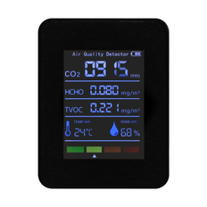 Air Quality Monitor SEM 5 in 1 Air Quality Monitor USB Rechargeable CO2 Detector Black