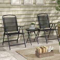Metal Bistro Sets OutSunny Folding and Coffee for Balcony Black Bistro Set, 1 Table incl. 2 Chairs