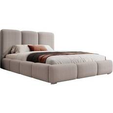 Betten & Matratzen Selsey Briar Bettgestell mit Stauraum Rippstoff 160x200 Beige Rahmenbett