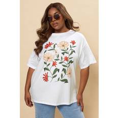 Florals T-shirts Yours Curve Floral Print Tshirt - White Floral Print