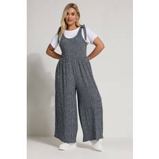 Blue Jumpsuits & Overalls Yours Gingham Textured Wide Leg Jumpsuit - Dark Navy