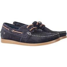 Women Boat Shoes HY Savona Calf Suede Deck Shoes - Navy