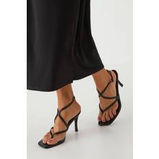 Synthetic Heeled Sandals Misspap Womens Strappy Toe Post High Stiletto Heel Sandals - Black