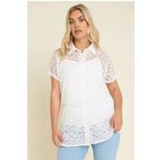 Lace - Women Shirts Yours Short Sleeve Lace Shirt - White
