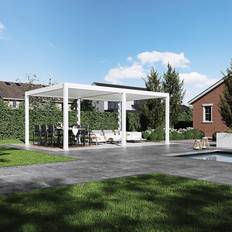 Pavillons Weide Pergola Deluxe Plus m. LED 600x400 cm Weiß Netzbetr