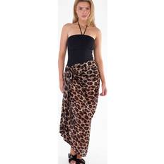 Swimsuit Cover-Ups & Sarong Wraps Gini London Women's Brown Animal Print Multiwear Beach Sarong - Black