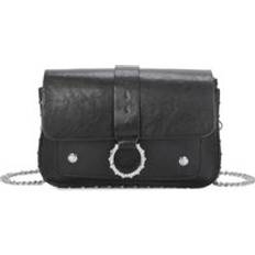 Flap Buckle Detail Crossbody Bag - Black