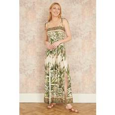 Green - Women Jumpsuits & Overalls Yumi Green Floral Print Wide Leg Jumpsuit - Green