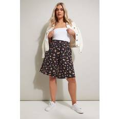 Yours Floral Print Jersey Shorts - Black