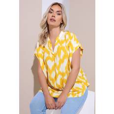 Yellow Blouses Yours Abstract Notch Neck Blouse - Yellow