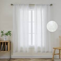 White Sheer Curtains 63 Inch Length 2 Panels Set 54x6