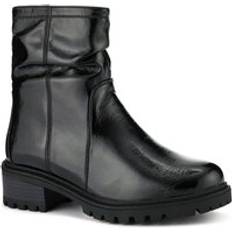 Patent Leather Ankle Boots Pavers Smart Chunky Sole Ankle Boots - Jet Black