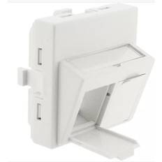 White Ethernet, Data & Phone Outlets Gigamedia GGMPL45ID Front Panel 45 x 45 mm Inclined Shutter