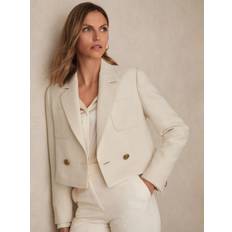 Men - Wool Blazers Reiss Mia Textured Cropped Blazer - White