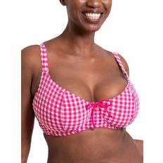 Curvy Kate Women Swimwear Curvy Kate Holiday Check Scooped Balcony Bikini Top - Raspberry Pink