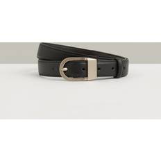 Reiss Herre Tilbehør Reiss Black Hazel Leather Curved Buckle Belt