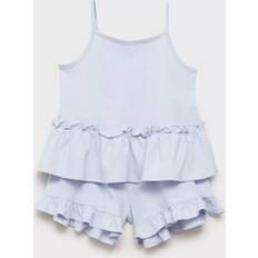 L Night Garments Mango Younger Girls Frill Strappy Shortie Pyjamas - Blue