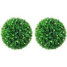 vidaXL Plastkulor av Buxbom med LED Lampor 2 St Gröna 47 cm Konstgjord växt