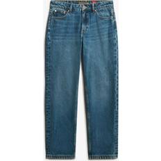 Superdry Dam Jeans Superdry Jeans Rise Straight Casual Bomull - Blå