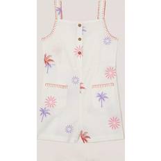 Beige Playsuits Children's Clothing Monsoon Kids' Cotton Embroidered Playsuit - Light Cream