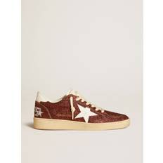 GOLDEN GOOSE Ball Star Glitter Lace Up Sneakers - Burgundy Glitter/White