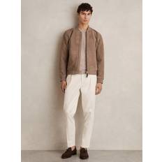 Reiss Jackets Reiss Brick Suede Bomber Jacket - Mink