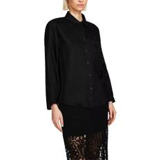 SISLEY Garment Washed Pure Linen Shirt - Black