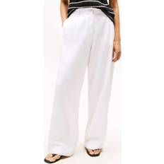 Tommy Hilfiger White Trousers Tommy Hilfiger Pleat Wide Leg Trousers - Optic White