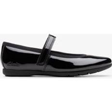 Clarks Børnesko Clarks Black Leather Wide Fit Dance Wish Shoes