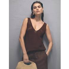 Reiss Outerwear Reiss Helena Open Stitch Vest - Chocolate Brown