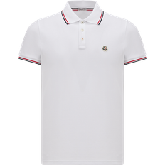 Moncler Pikétröjor Moncler Tricolor-Trimmed Cotton Piquet Polo Shirt - White