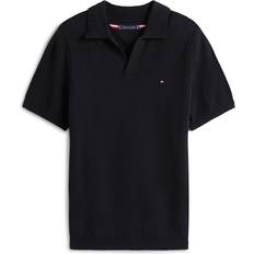 Tommy Hilfiger Black Polo Shirts Tommy Hilfiger Short Sleeve Cotton Blend Knit Polo Top - Navy Blue