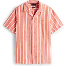 Tommy Hilfiger Stribede Skjorter Tommy Hilfiger Linen Blend Striped SS RF Shirt - Orange