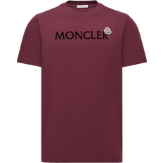 Moncler T-shirts Moncler Flocked Logo Cotton T-Shirt - Red