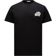 Moncler Clothing Moncler Double Logo Patch Cotton T-Shirt - Black