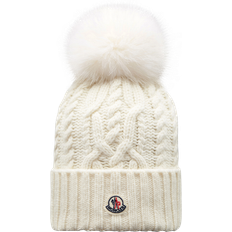 Moncler Clothing Moncler Cashmere Blend Beanie with Pom Pom - White