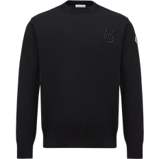 Moncler Men Jumpers Moncler Embroidered Monogram Cotton Jumper - Black